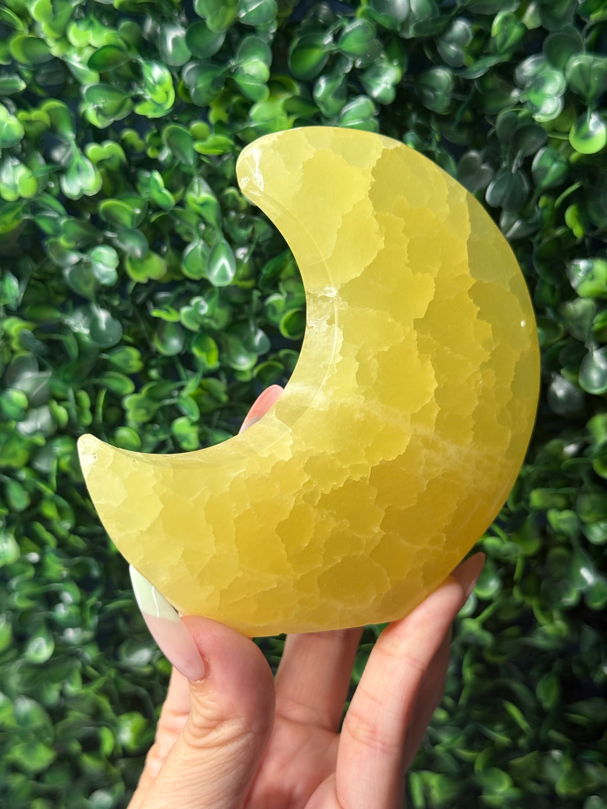 Lemon Calcite Standing Moon Crystal Carving - Pakistan - B - Imperfect