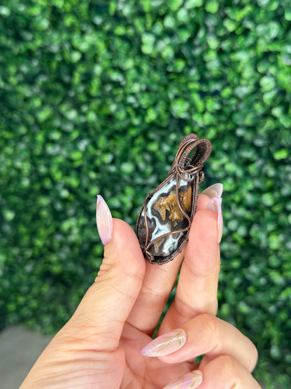 Wire Wrapped Brecciated Jasper Pendant from Indonesia
