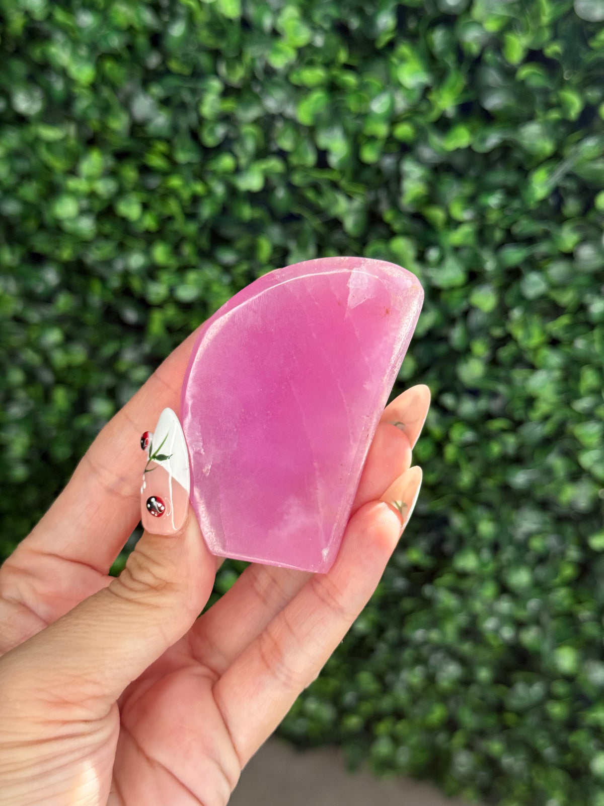 Pink Aragonite AAA with gold Stand from Afghanistan