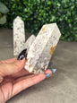 White and Pink Cobra Jasper Crystal Carvings Teardrop and Towers