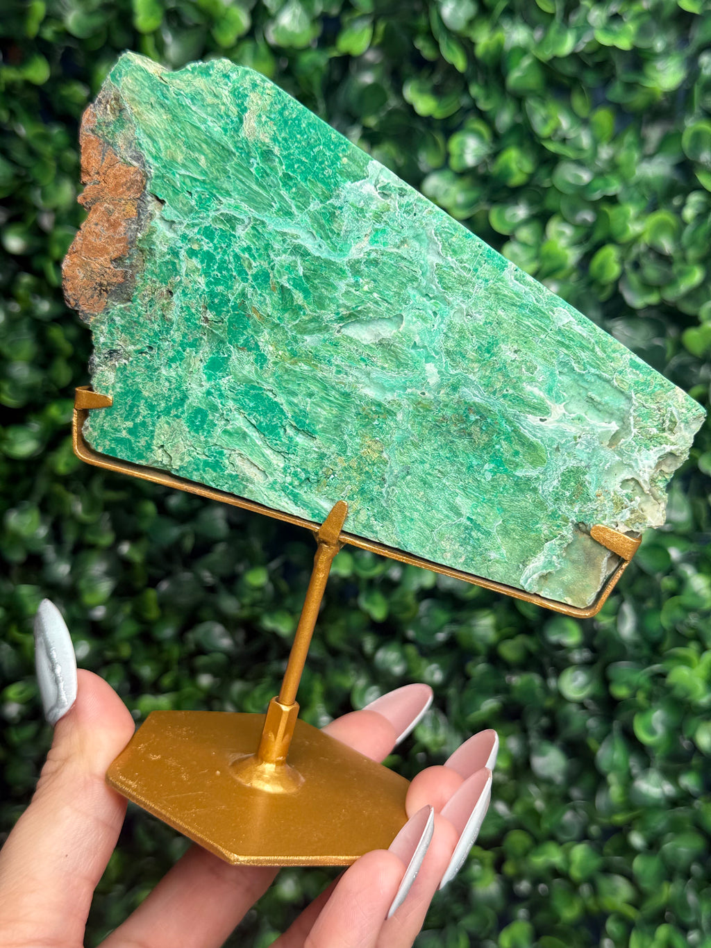 Smithsonite With Chrysocolla Slab with Stand Crystal Carving - Indonesia - D
