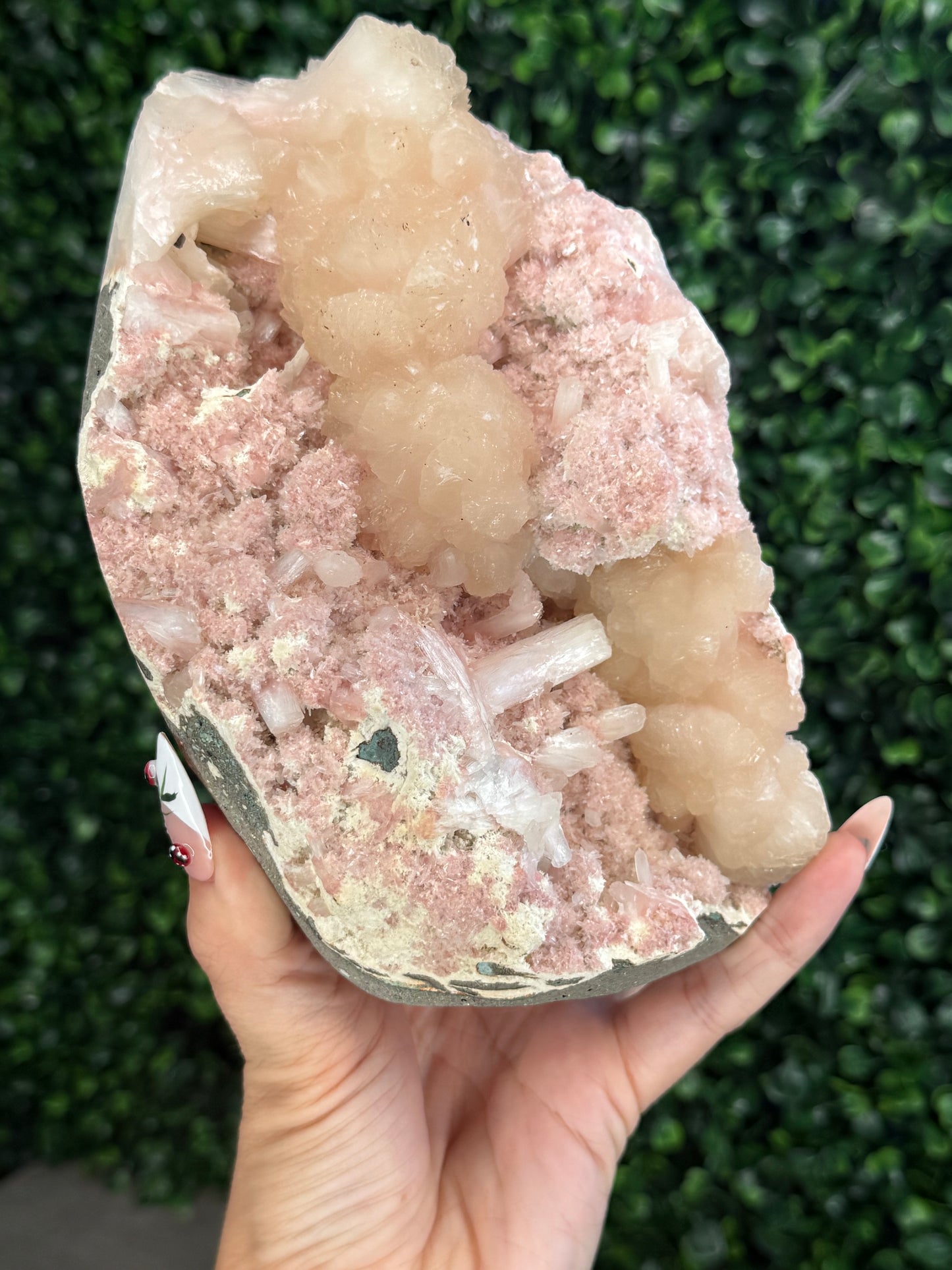 Pink Heulandite with Stilbite Crystal Geode - Maharashtra, India - 1.5kg