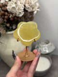 Lemon Flower Crystal Carving with Gold Stand