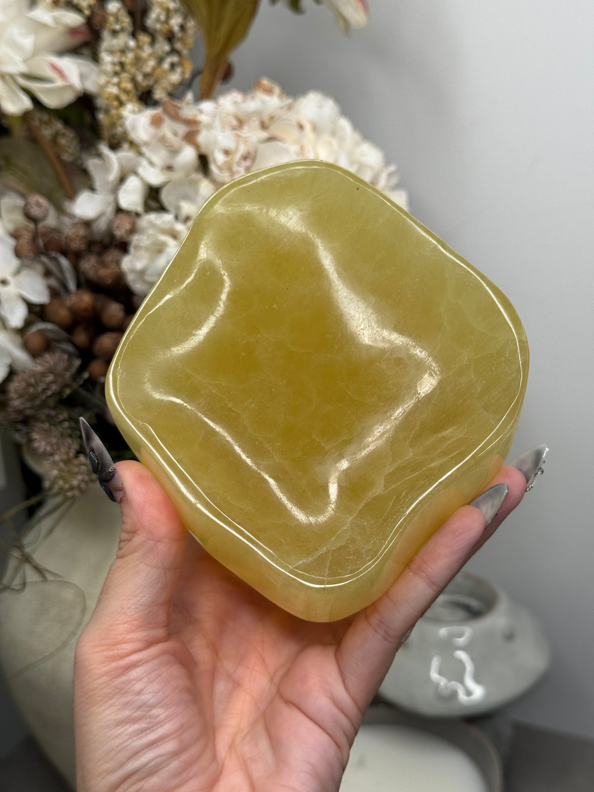 Lemon Calcite Large Bowl Crystal Carving A - Pakistan