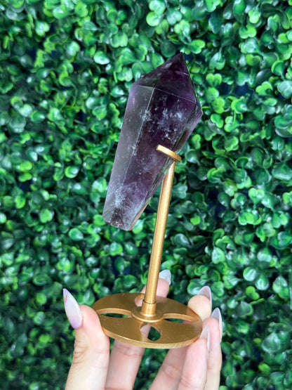 High Quality Amethyst Wand with Custom Gold Stand - 171g with Stand