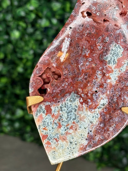 Red Marcasite Teardrop Freeform Crystal carving - Indonesia
