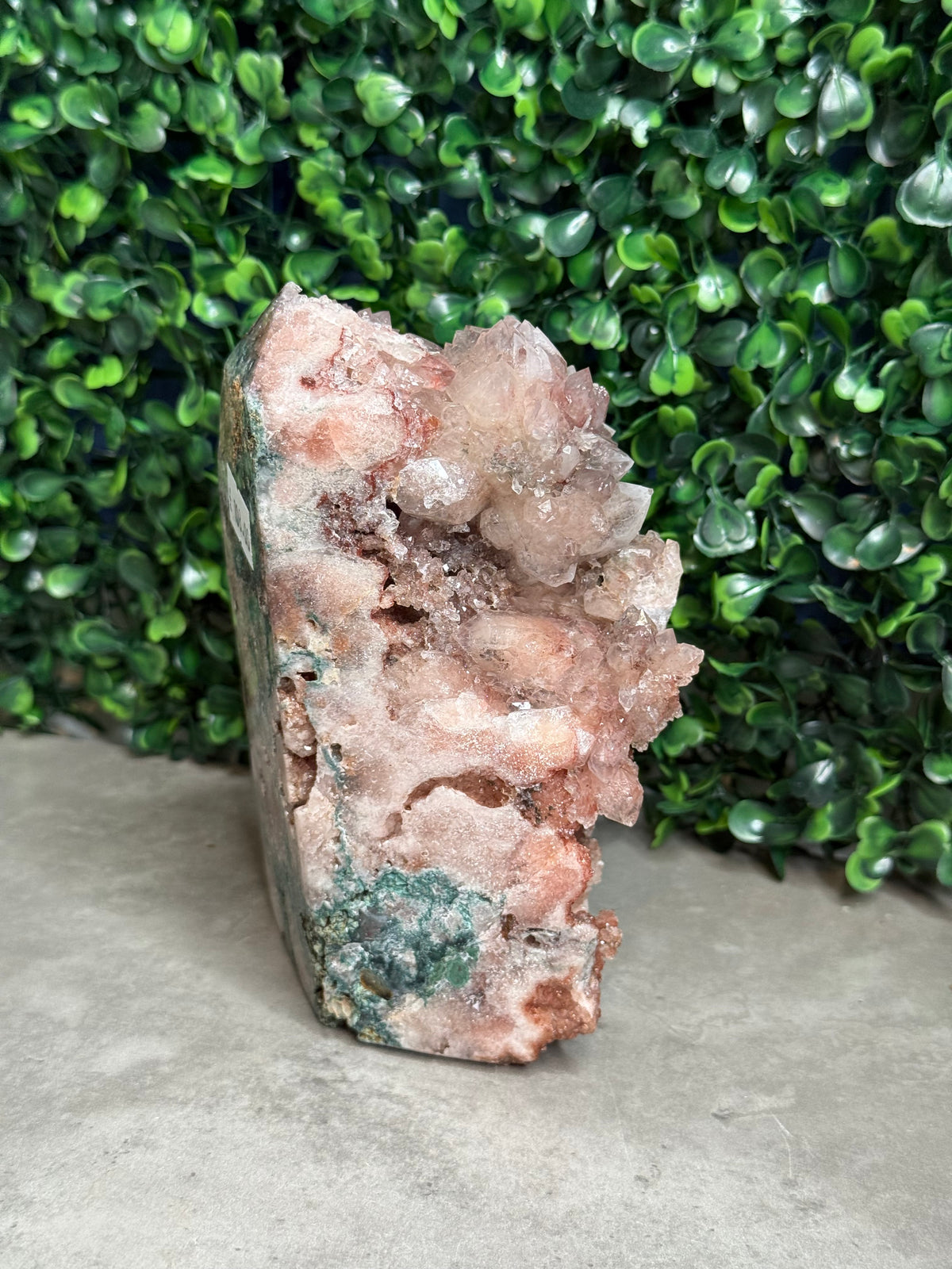 Pink Amethyst Druzy Half Polished Crystal Tower