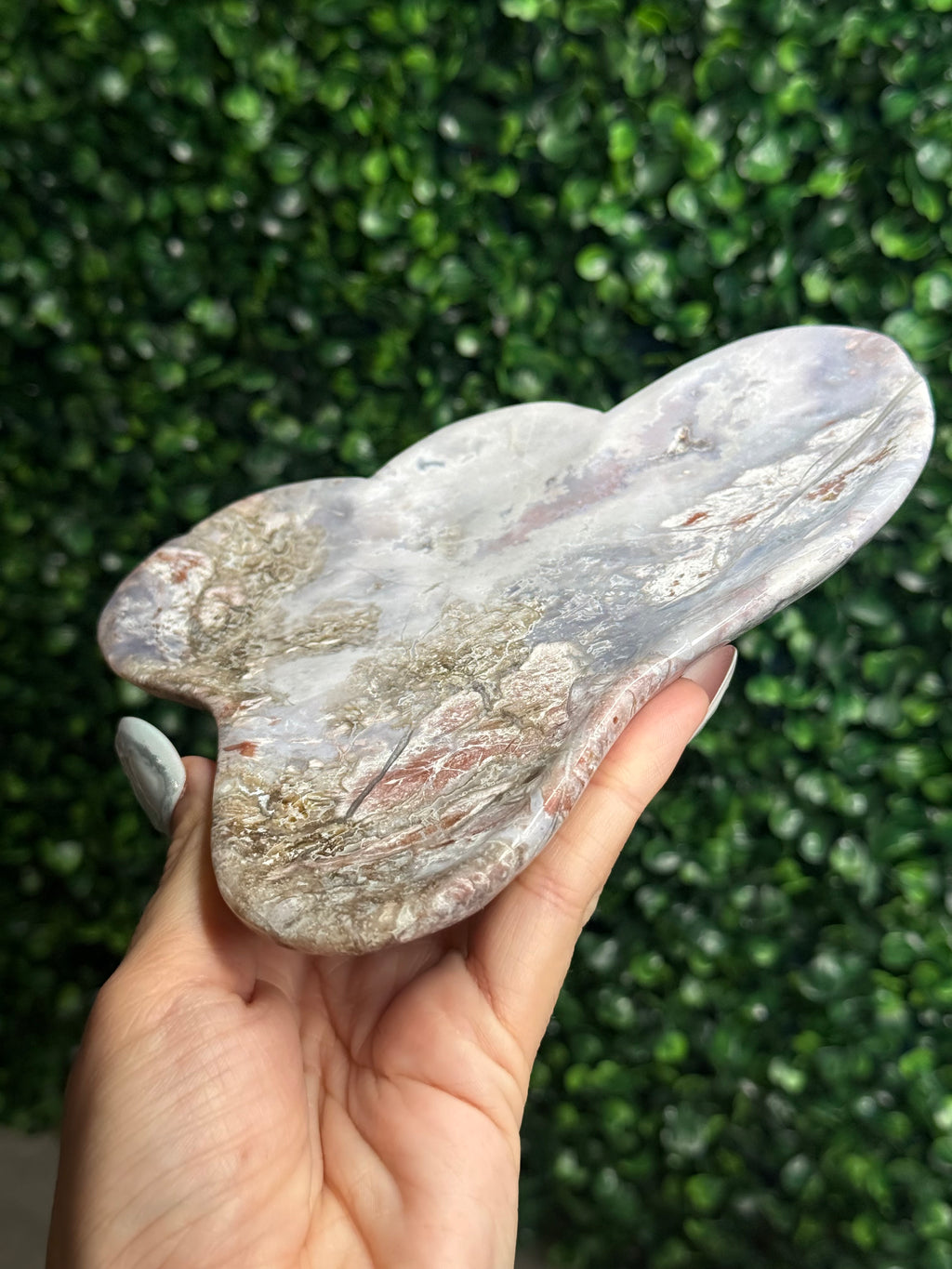 Pink & Purple Petrified Wood Bowl Trays Crystal Carvings - G