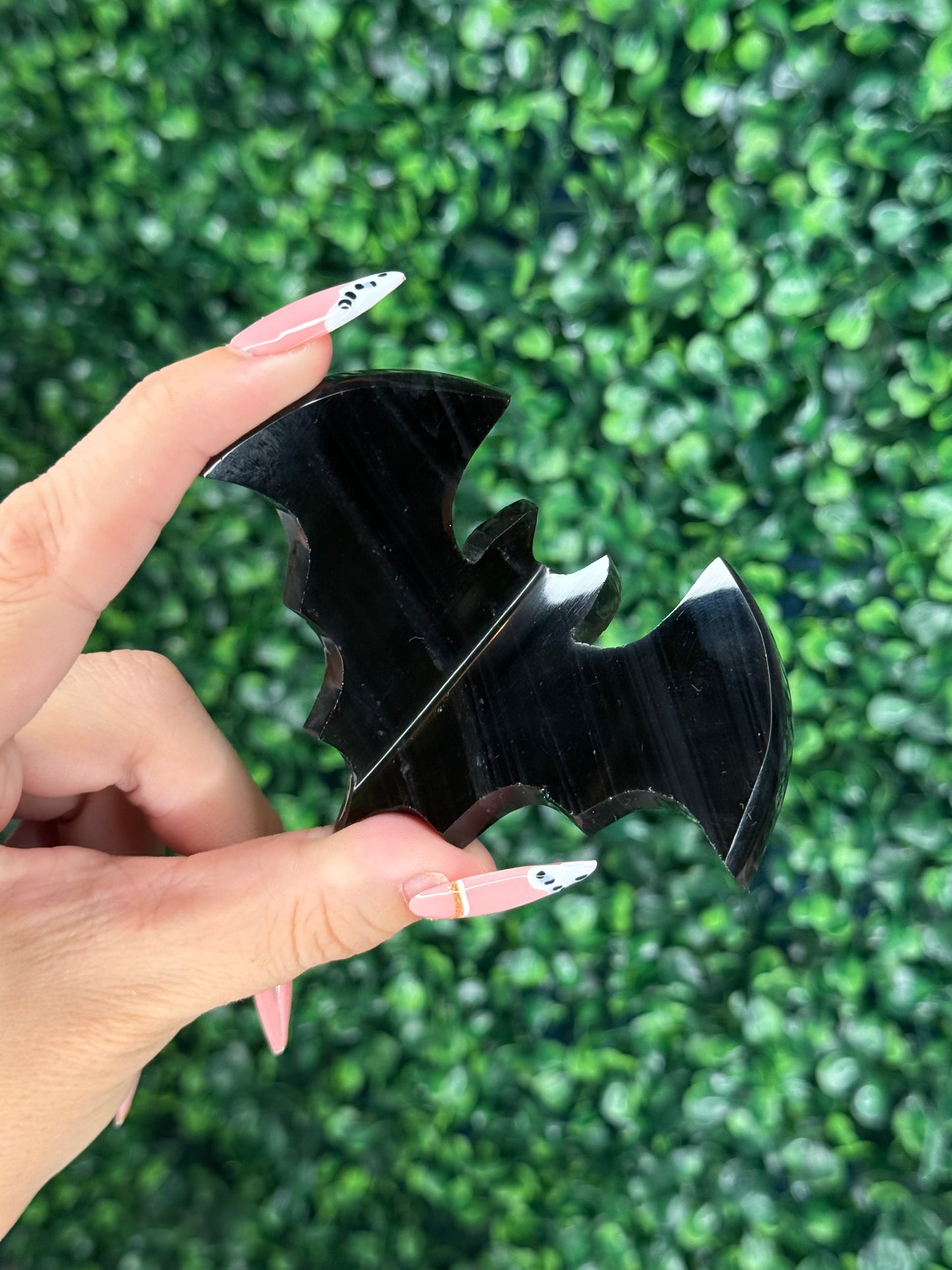 Midnight Lace Obsidian 3D Bats Crystal Carvings