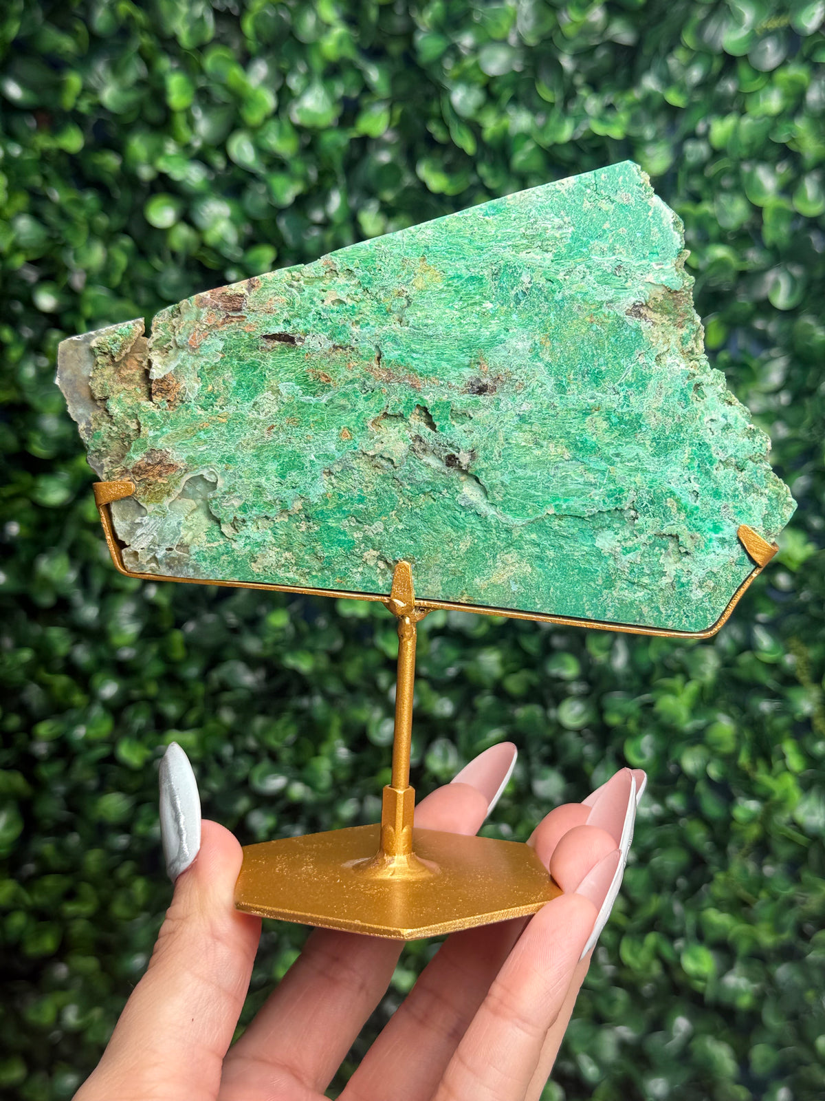 Smithsonite With Chrysocolla Slab with Stand Crystal Carving - Indonesia - C