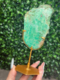 Smithsonite With Chrysocolla Slab with Stand Crystal Carving - Indonesia - A