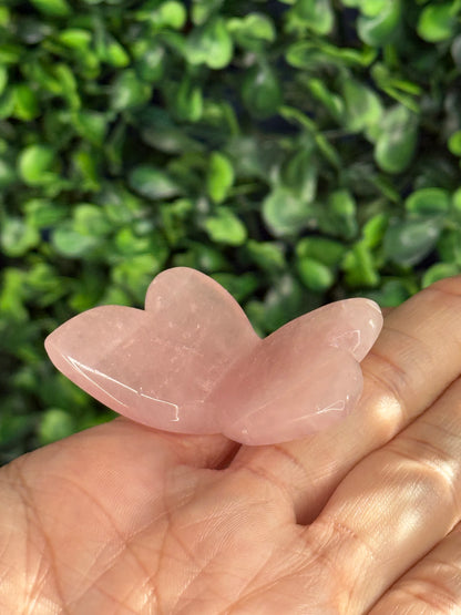 Small Rose Quartz Mini Butterfly Crystal Carvings
