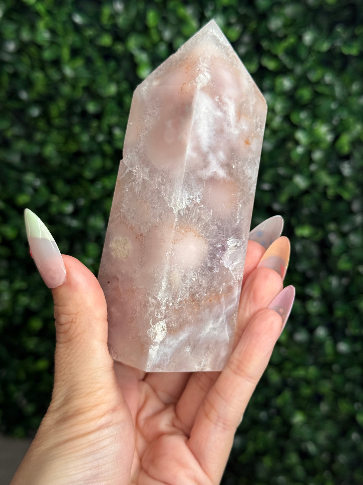 Flower Agate Druzy Tower Crystal Carving A