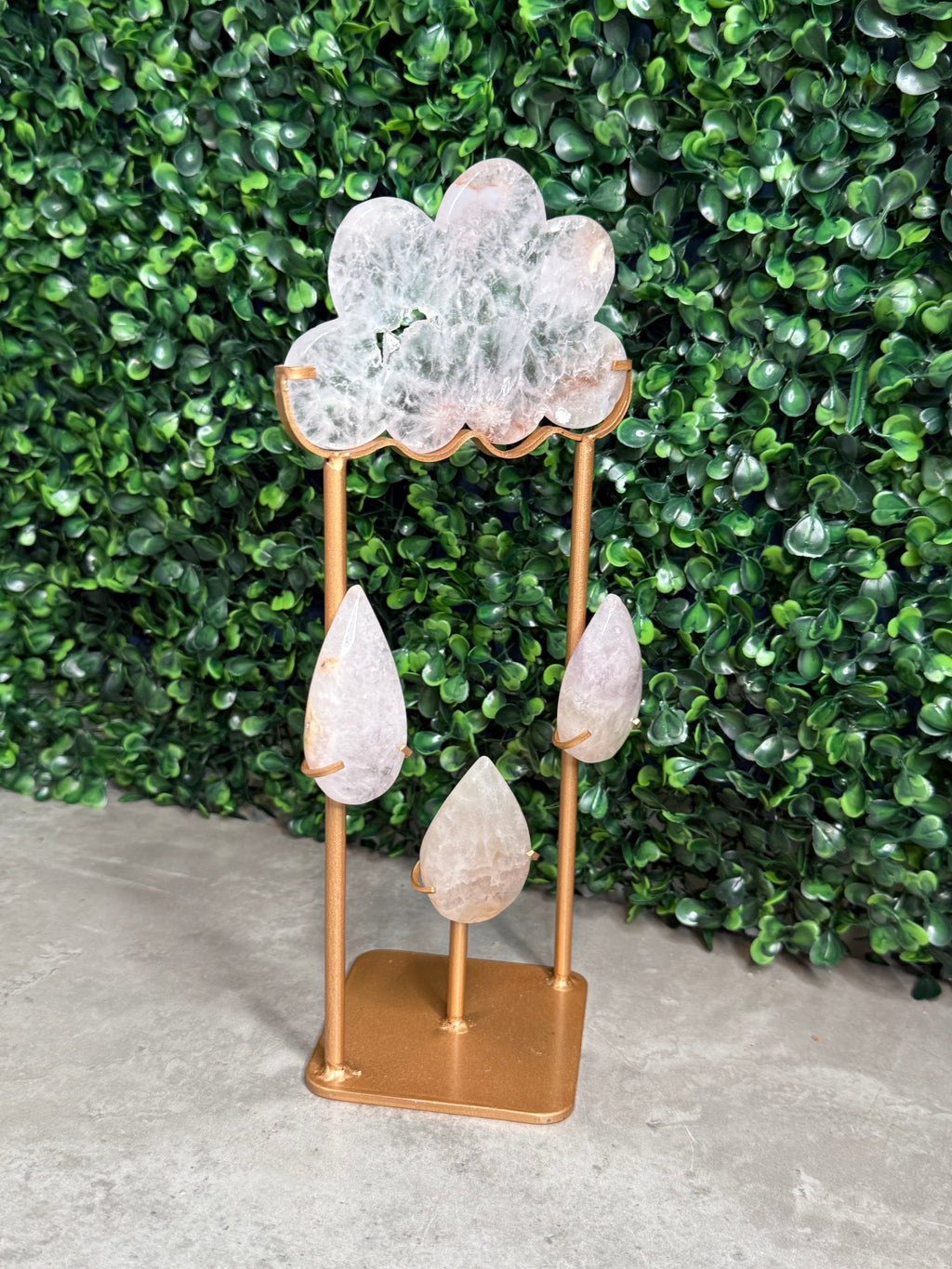 Flower Agate Cloud with Rain Crystal Carving