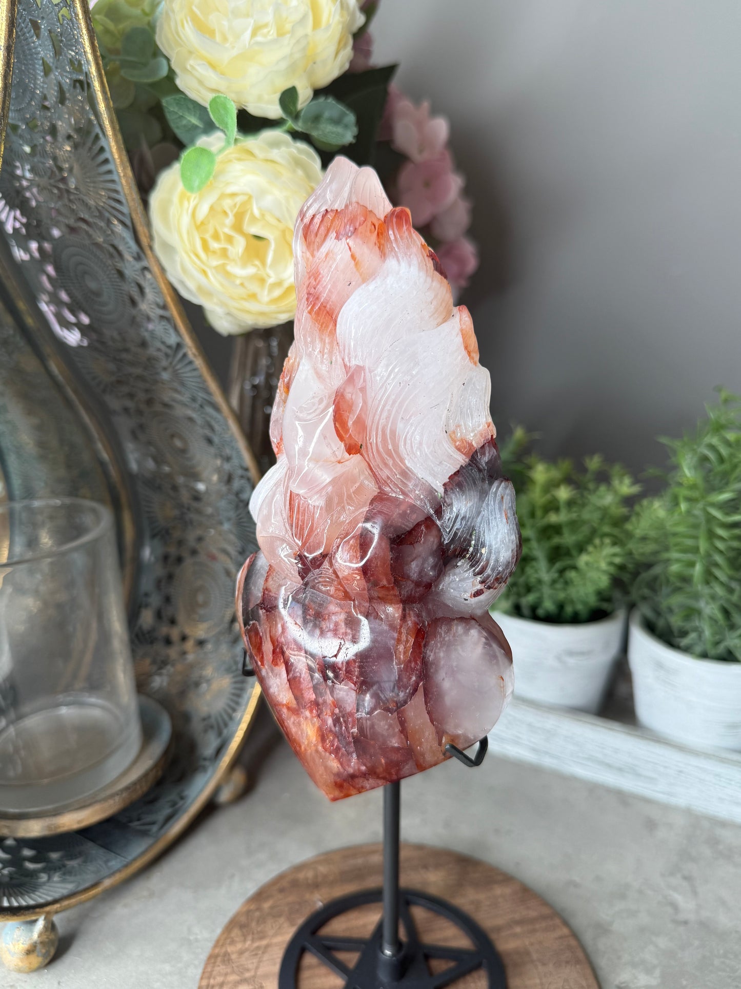 Fire Quartz Crystal Nine Tail Fox Statement Piece