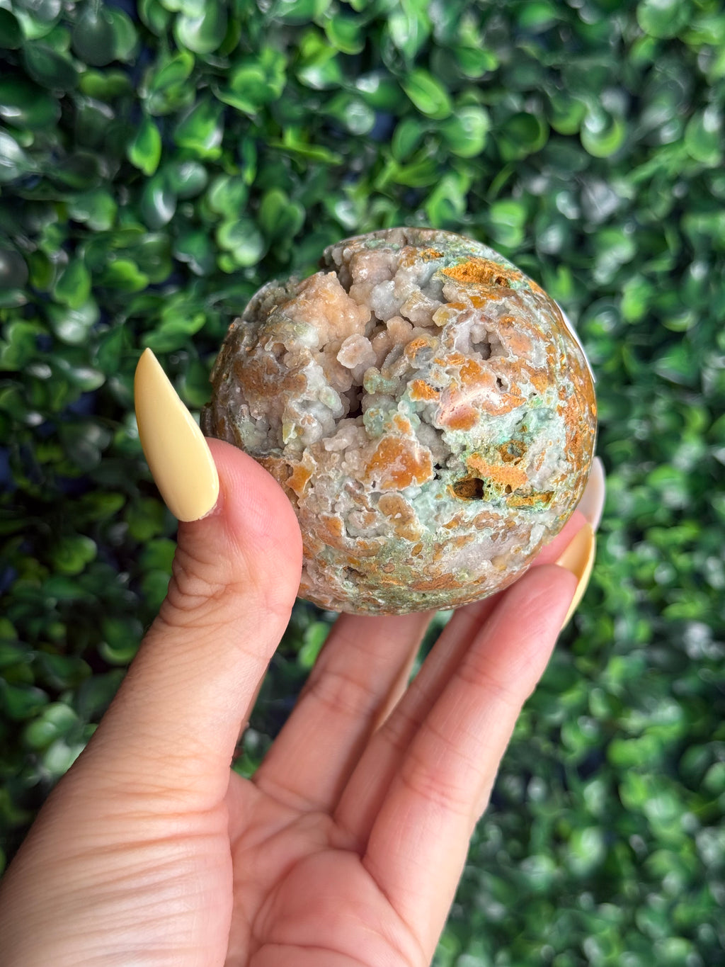 Half Polished Smithsonite Sphere Crystal Carving from Indonesia