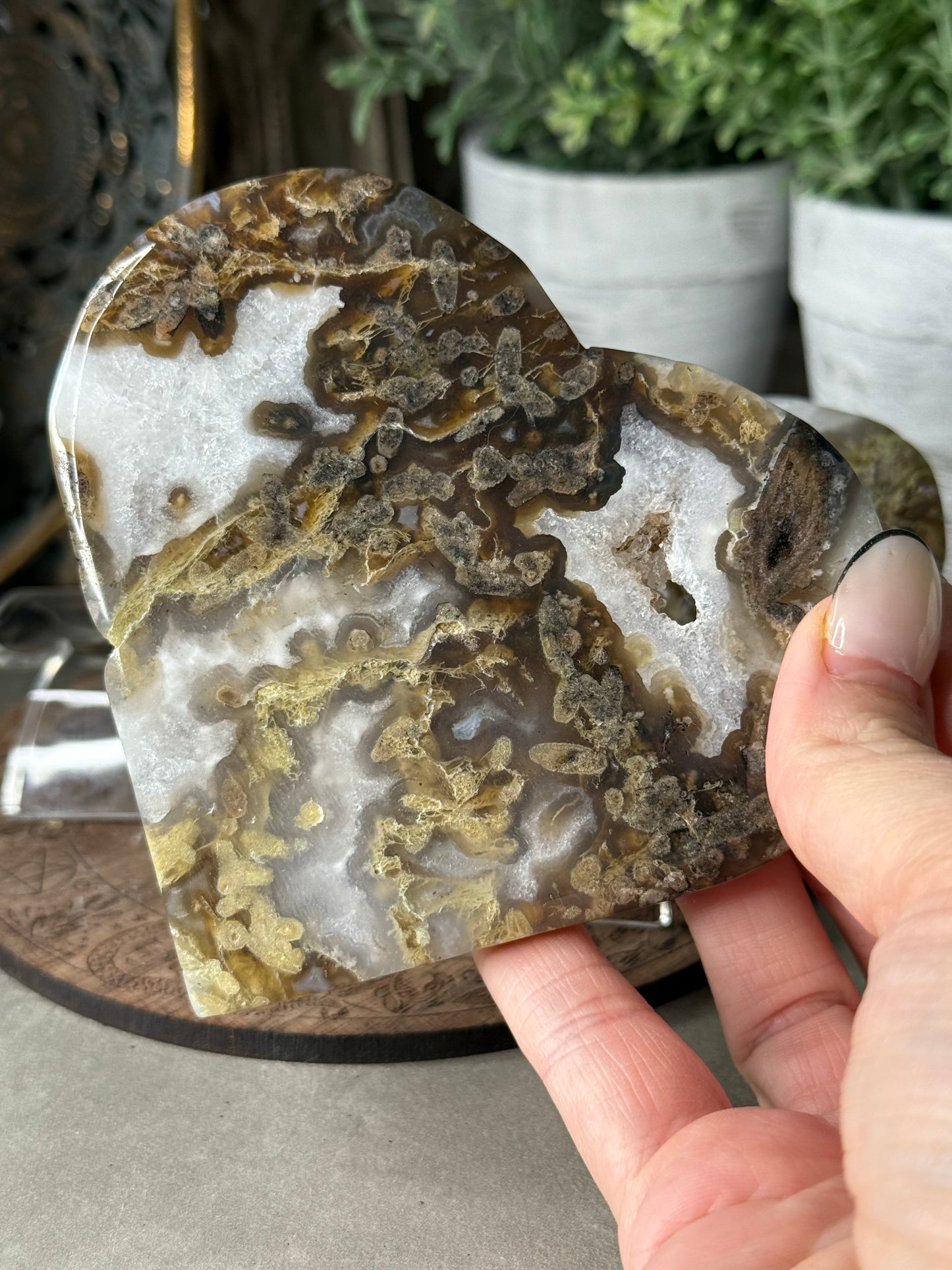 Moss Agate Druzy Hearts