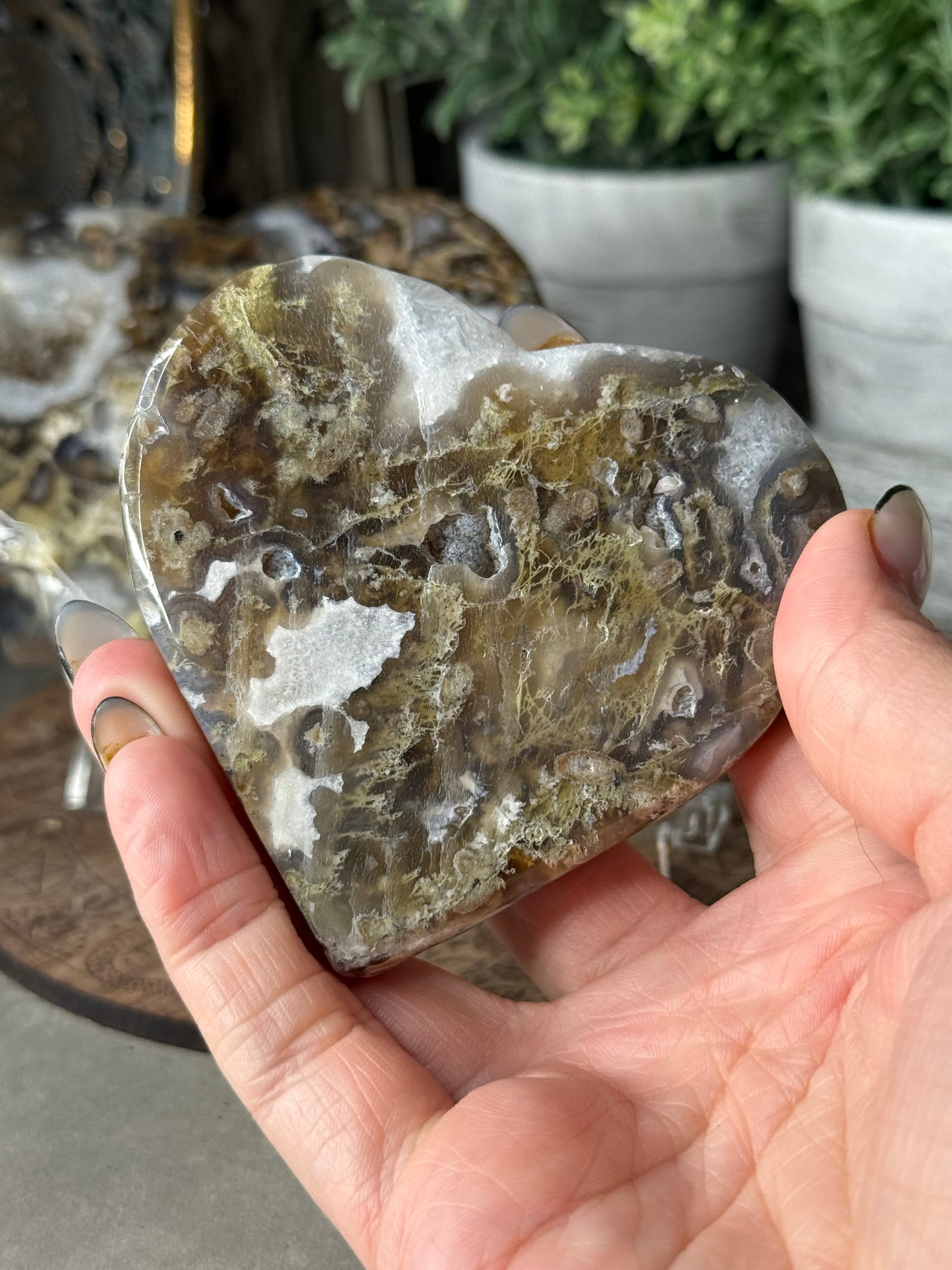 Moss Agate Druzy Hearts