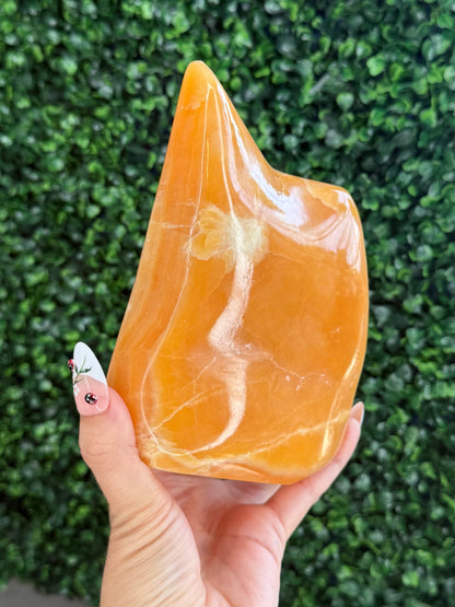 XL Orange Calcite Polished Freeform Crystal Carvings from India G 1.6kg