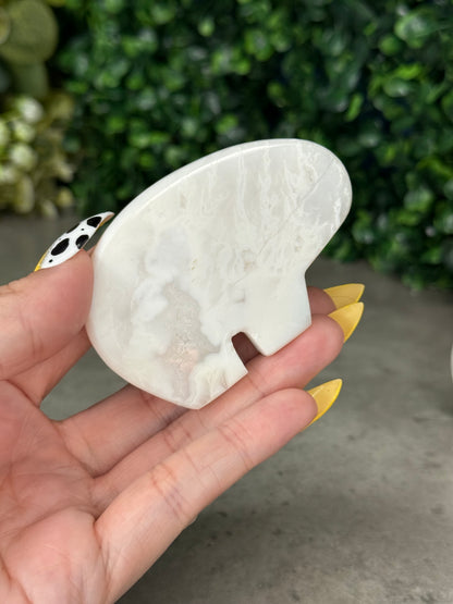 White Plume Agate Bear Crystal Carvings - Indonesia