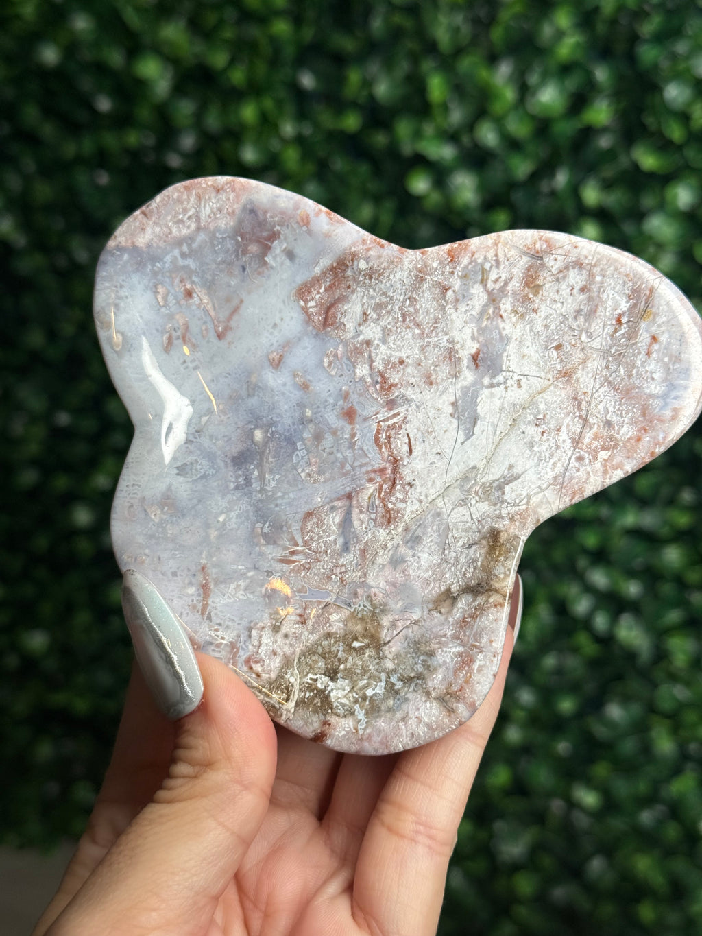Pink & Purple Petrified Wood Bowl Trays Crystal Carvings - E