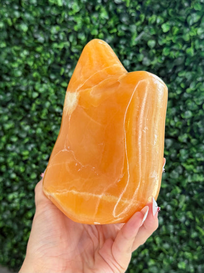 XL Orange Calcite Polished Freeform Crystal Carvings from India G 1.6kg