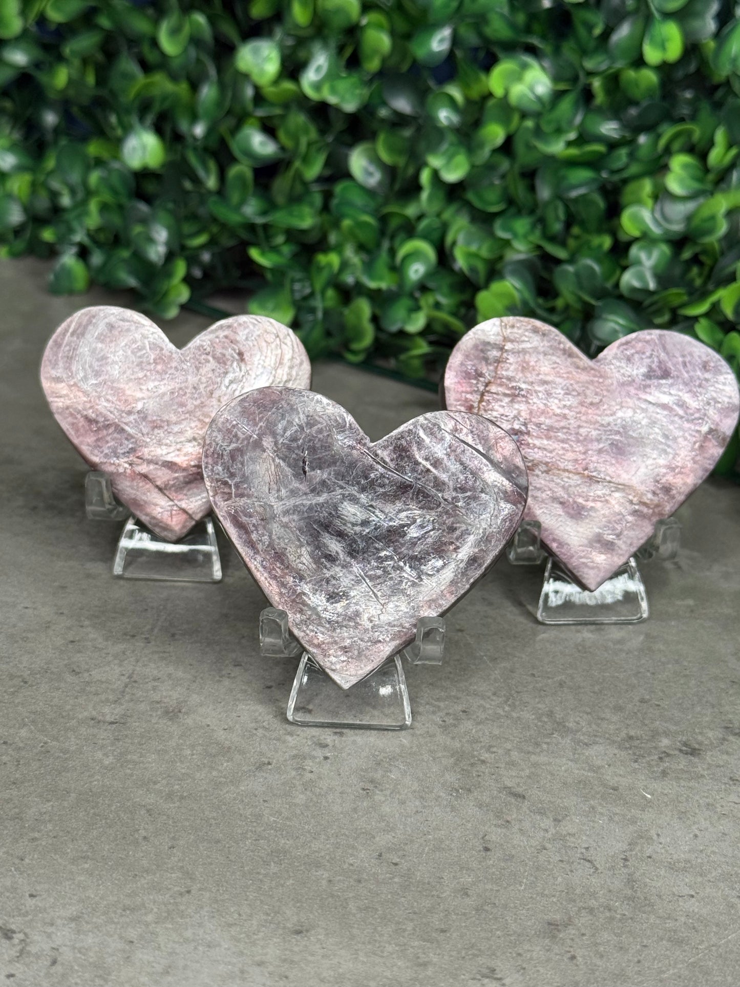 Purple Mica Hearts Crystal Carvings