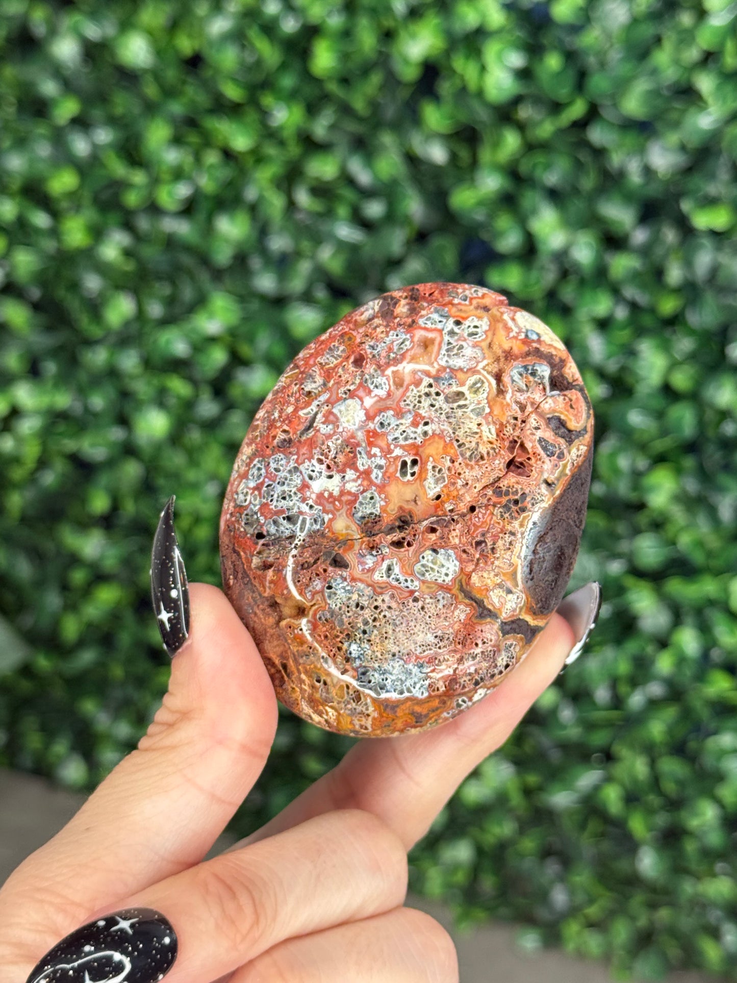 Red Marcasite palmstone Crystal carving N - Indonesia