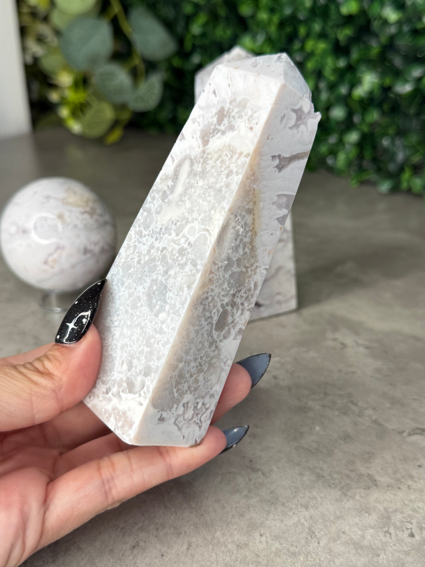 White Plume Agate with Amethyst Druzy from Closed Mine Crystal Carvings
