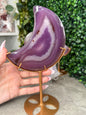Jelly Agate Crystal Carvings Moons with Gold Stands