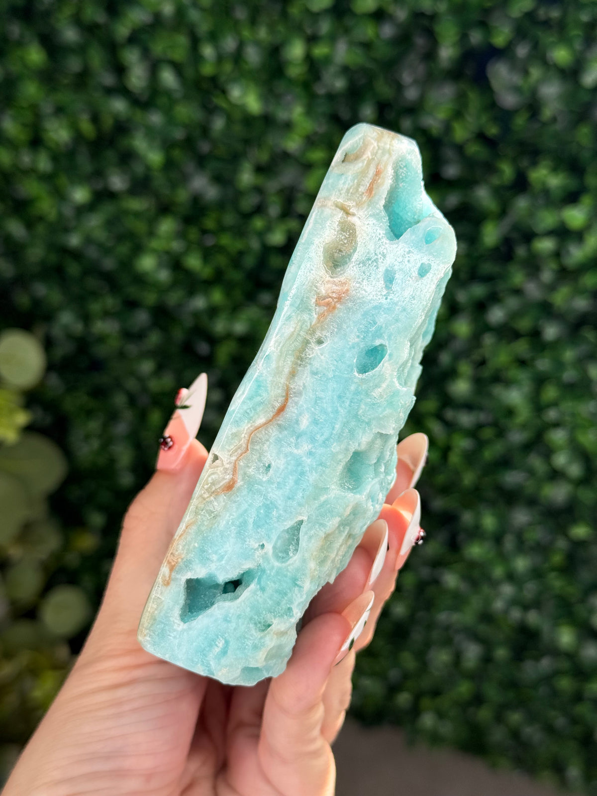 Half polish Blue Aragonite Freeform - B