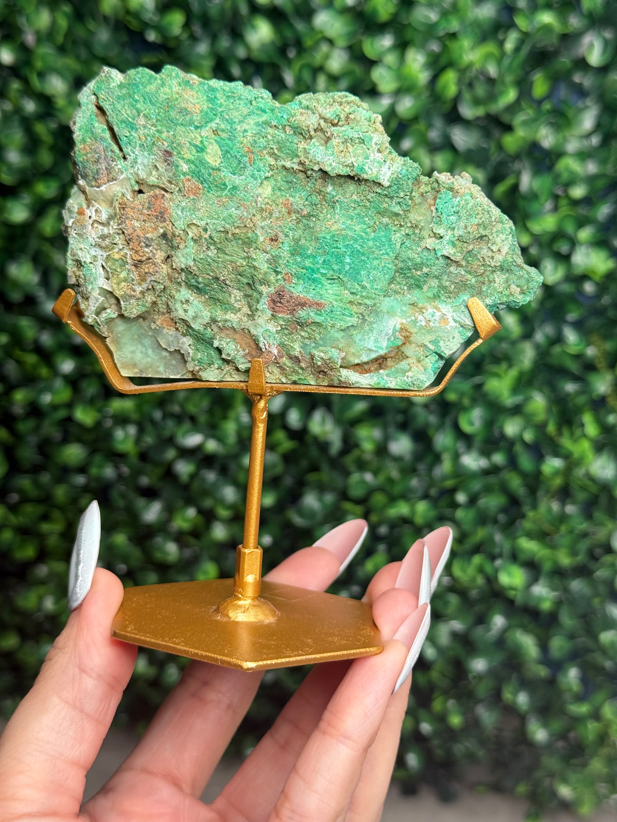 Smithsonite With Chrysocolla Slab with Stand Crystal Carving - Indonesia - B
