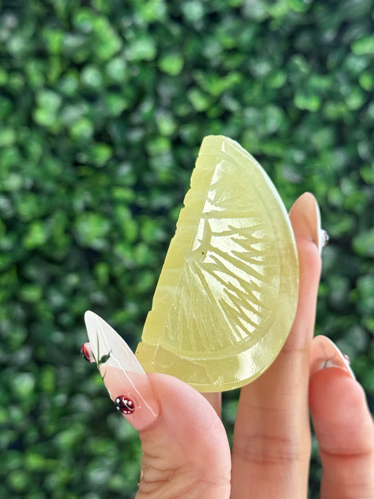 Lemon Calcite Lemon Slice Crystal Carvings from Pakistan