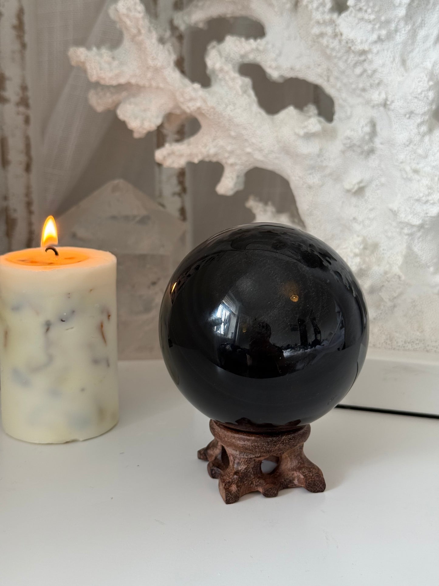 Silver Sheen Obsidian Sphere