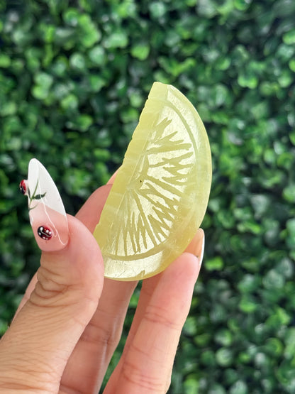 Lemon Calcite Lemon Slice Crystal Carvings from Pakistan