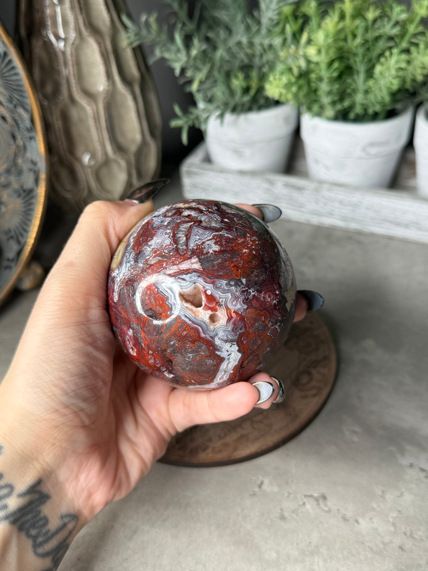 Mexican Lace Druzy Agate Sphere