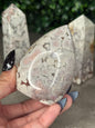 White and Pink Cobra Jasper Crystal Carvings Teardrop and Towers