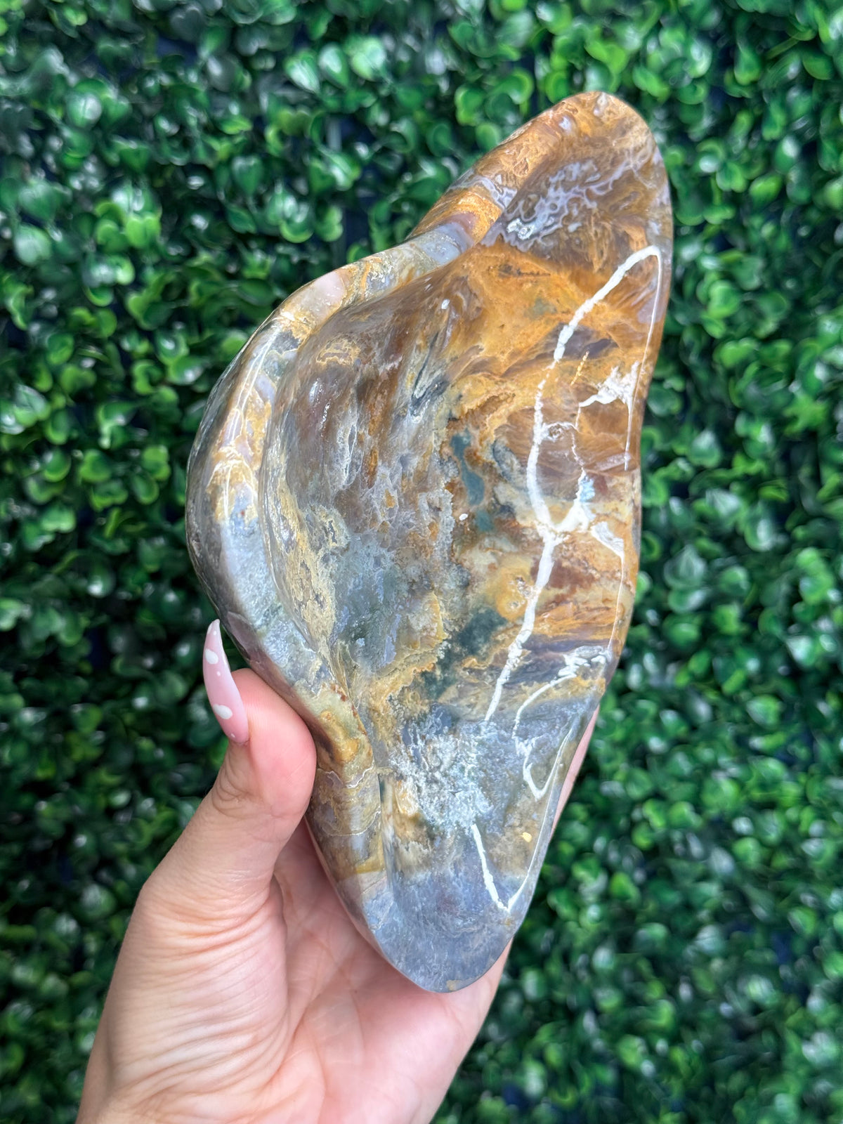Moss agate & Ocean Jasper Bowl 604g Madagascar