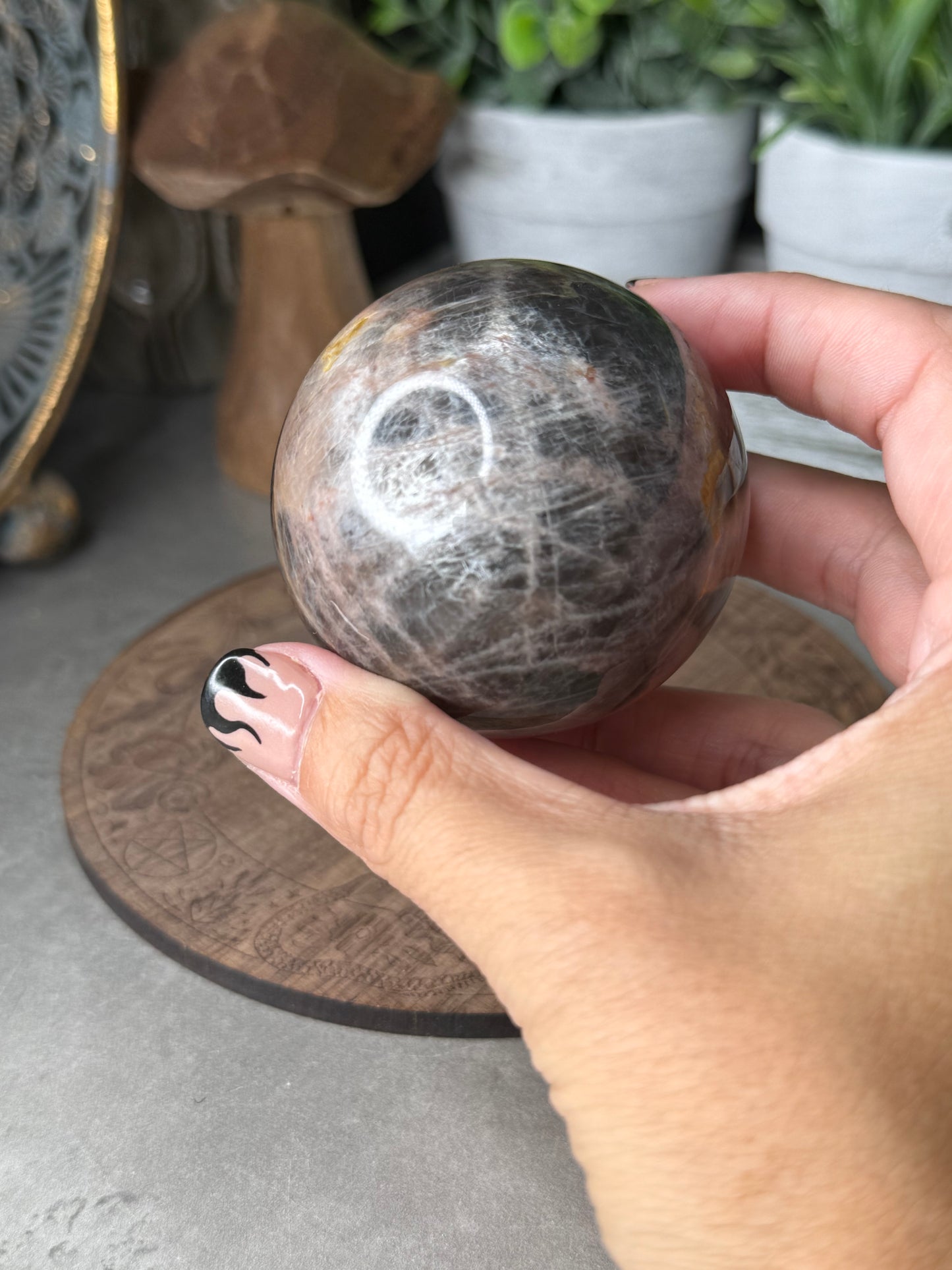Black Moonstone Crystal Sphere - 134g