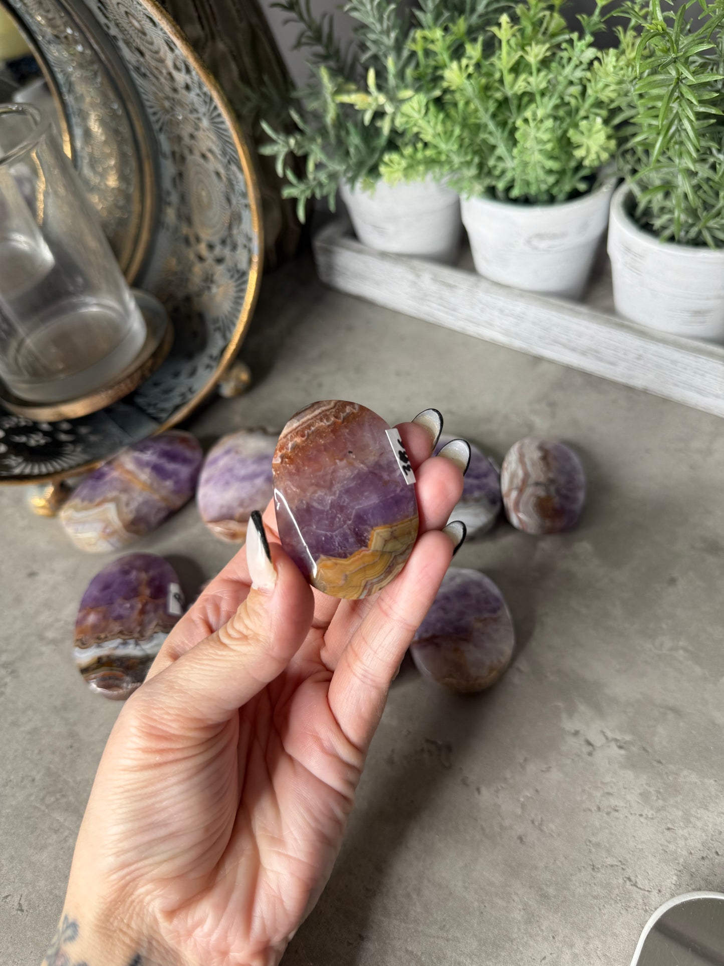 Amethyst x Crazy Lace Agate Palmstone