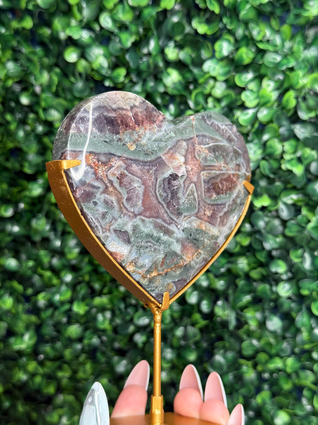 Multicoloured Amethyst Heart Crystal Carving - Indonesia - C