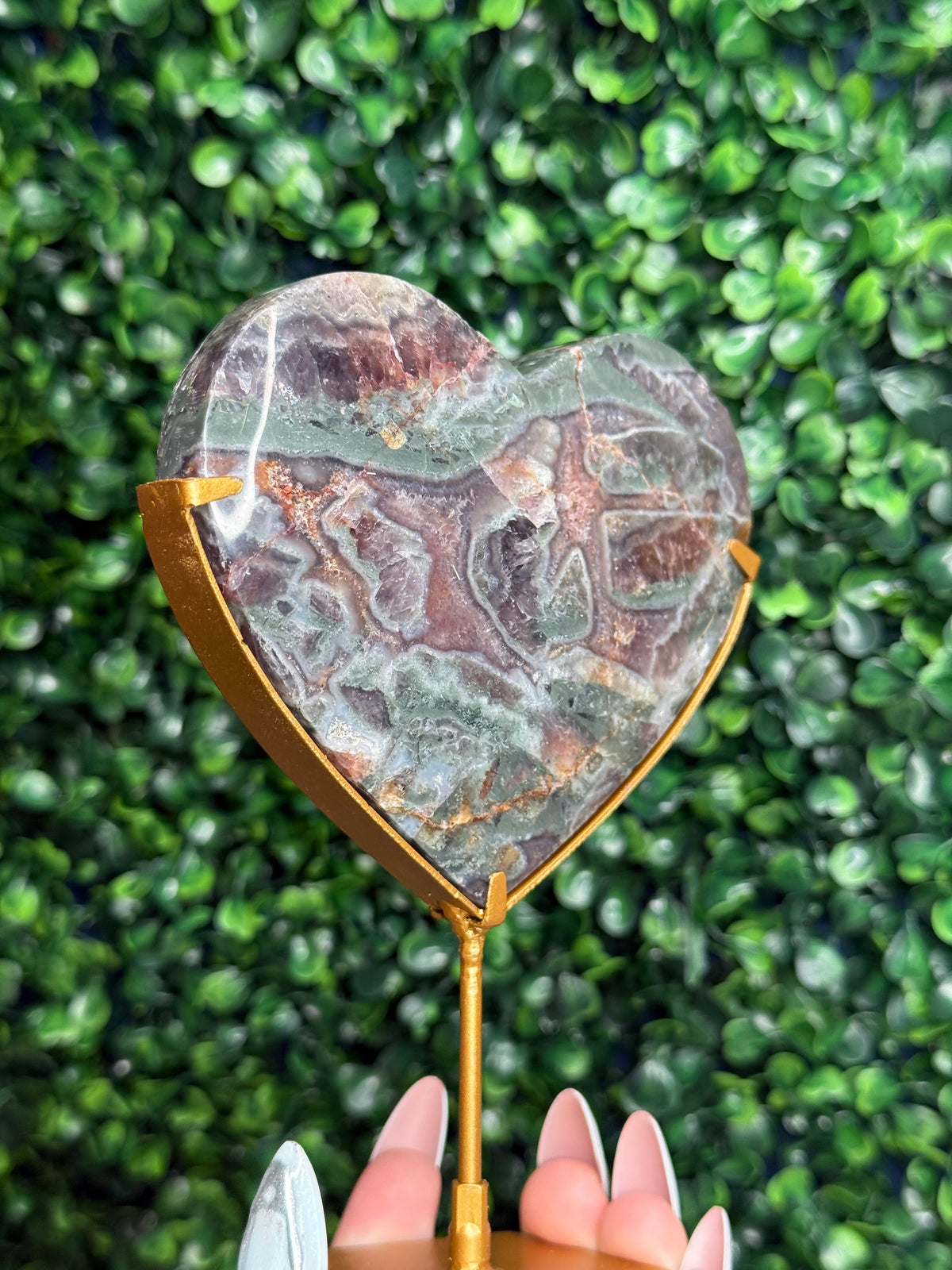 Multicoloured Amethyst Heart Crystal Carving - Indonesia - C