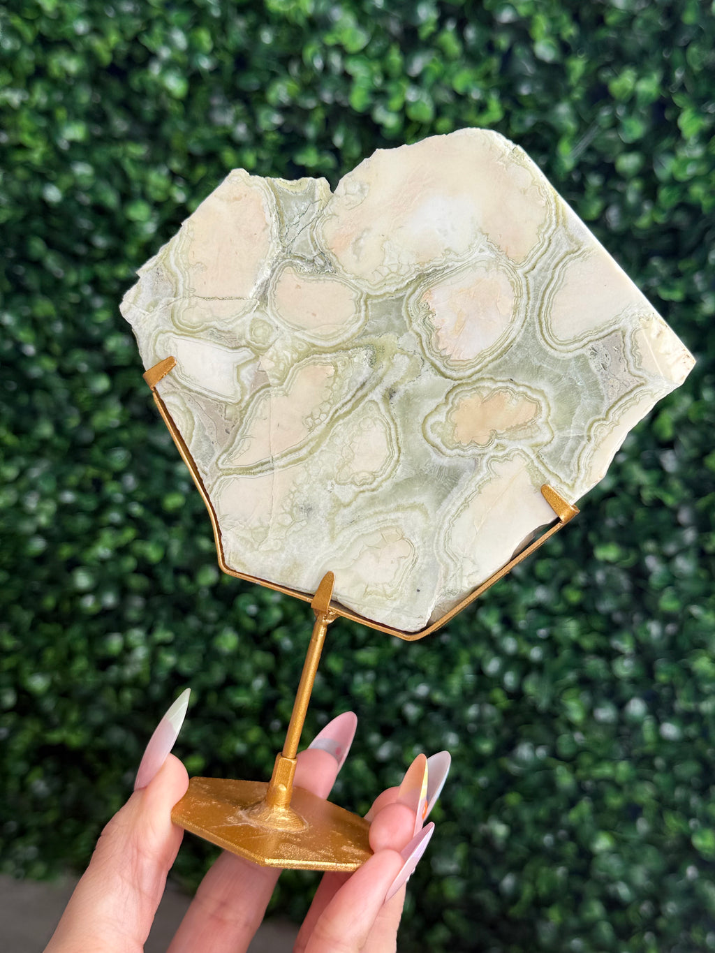 Green Milano Jasper Slab Crystal Carving - Indonesia B