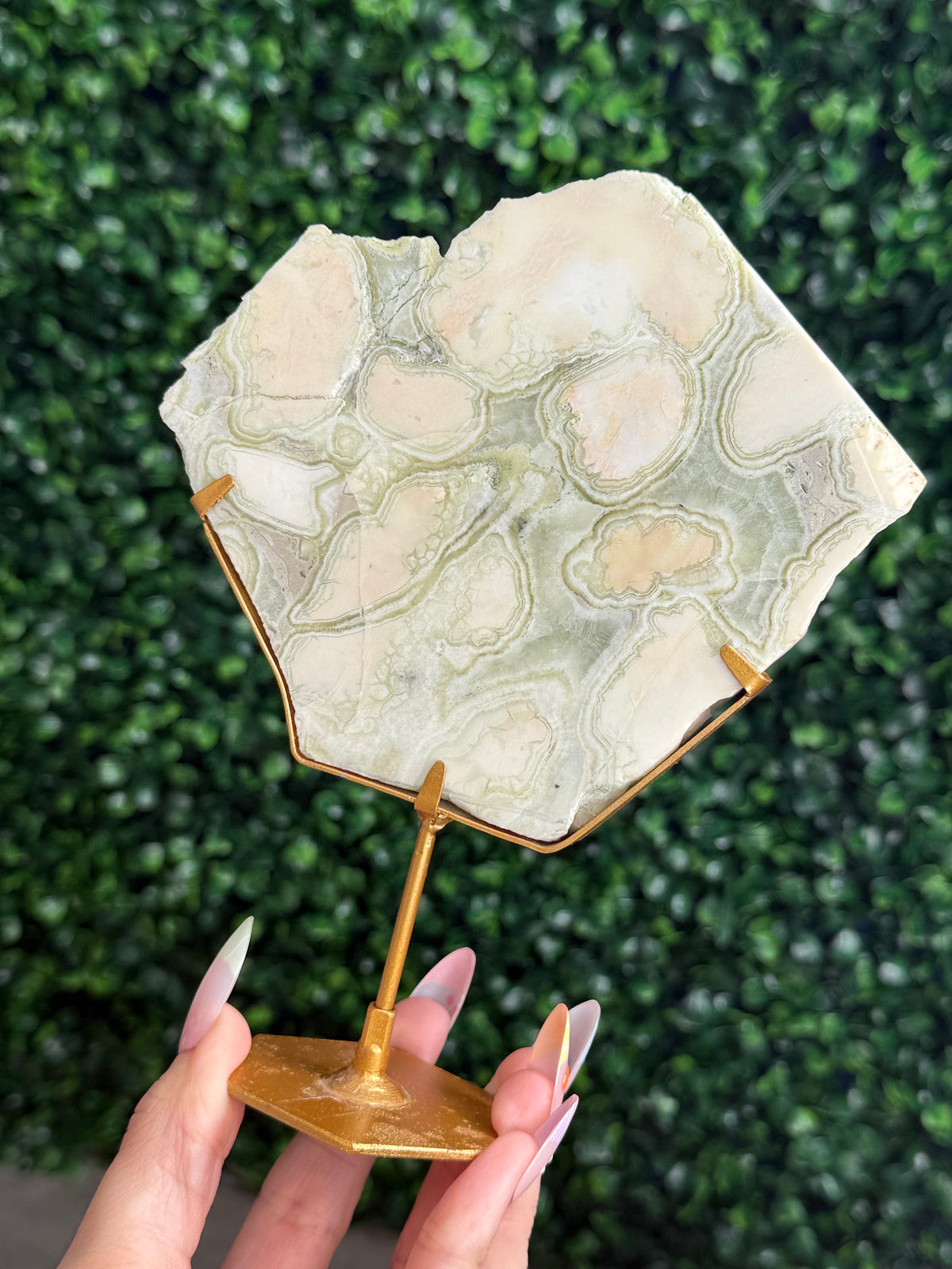 Green Milano Jasper Slab Crystal Carving - Indonesia B