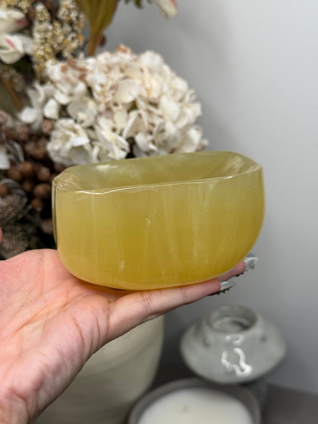 Lemon Calcite Large Bowl Crystal Carving A - Pakistan