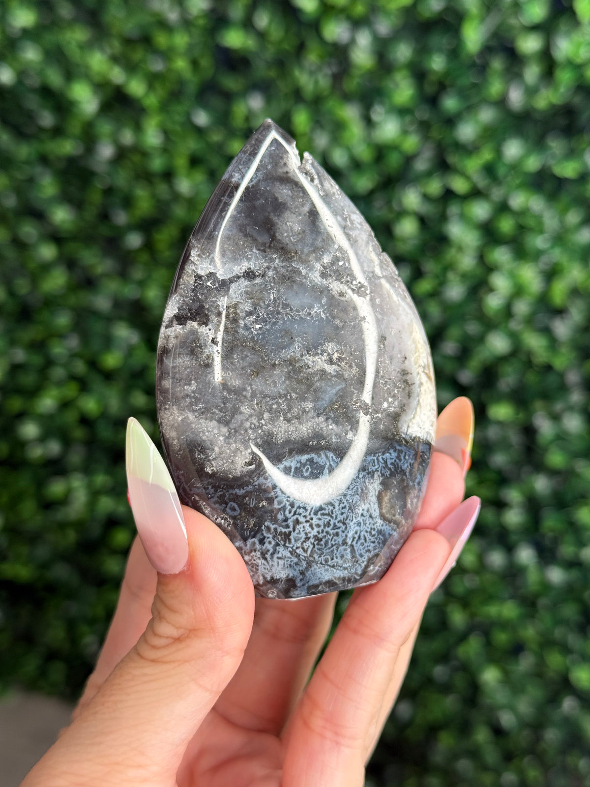 Blue Plume Agate Teardrop Crystal Carving - Indonesia C