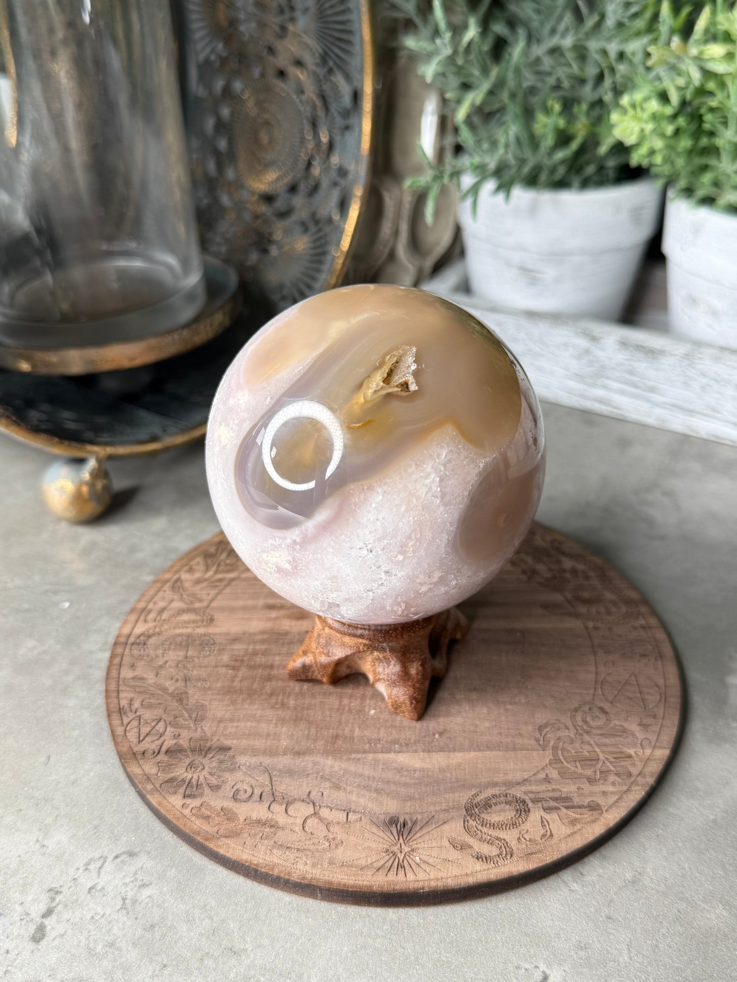 Pink Amethyst and Agate Sphere