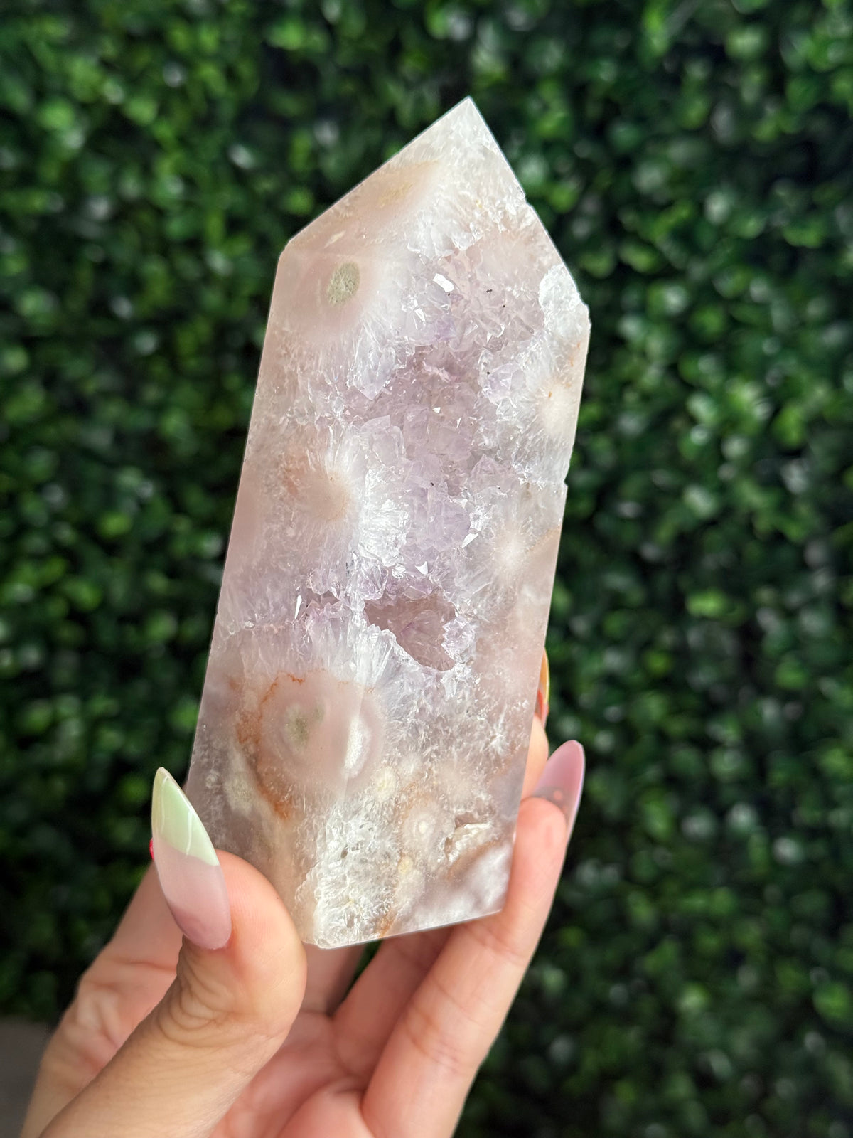 Flower Agate Druzy Tower Crystal Carving A