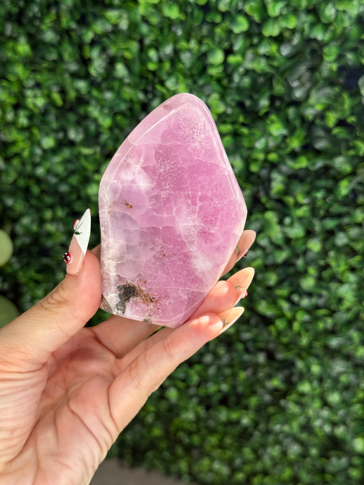 Pink Aragonite AAA with gold Stand from Afghanistan I