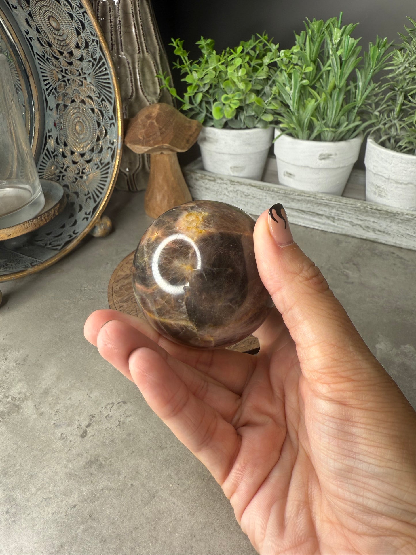 Black Moonstone Crystal Sphere - 134g